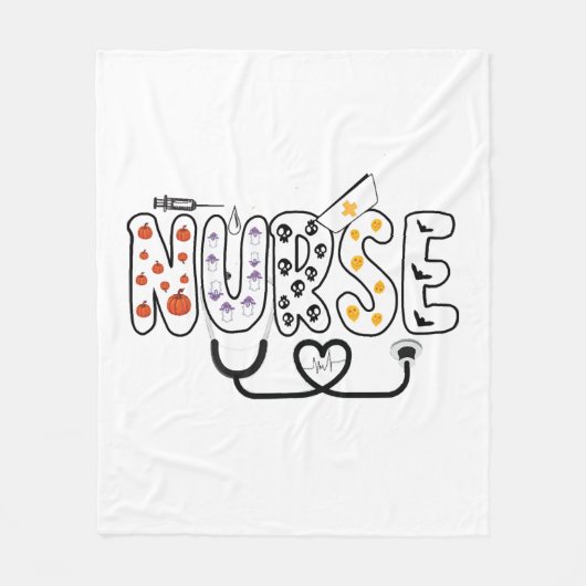 ナースハロウィンおもしろい幽霊ハロウィン看護 フリースブランケット (正面)