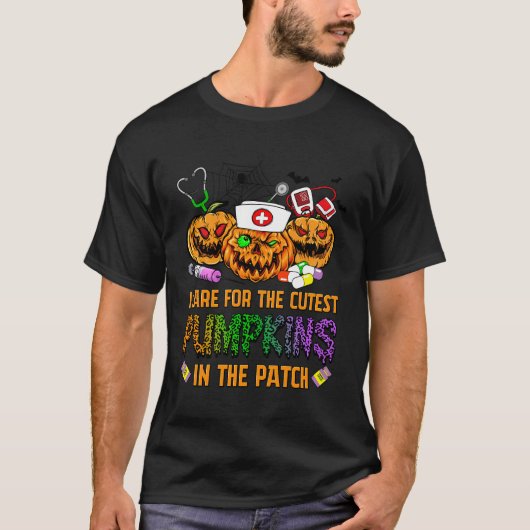 ナースハロウィン気にIで最も可愛いカボチャ Tシャツ (正面)