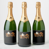 ナースハロウィーンかわいい幽霊とパンプキンエッセンシャルT スパークリングワインラベル (ボトル)