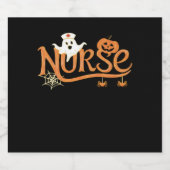 ナースハロウィーンかわいい幽霊とパンプキンエッセンシャルT スパークリングワインラベル (シングルラベル)