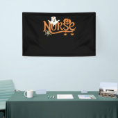 ナースハロウィーンかわいい幽霊とパンプキンエッセンシャルT 横断幕 (トレードショー)