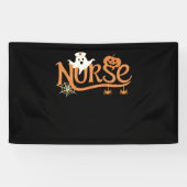 ナースハロウィーンかわいい幽霊とパンプキンエッセンシャルT 横断幕 (横)