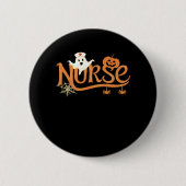ナースハロウィーンかわいい幽霊とパンプキンエッセンシャルT 缶バッジ (正面)