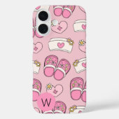 ナースハーツ、帽子とクロックスのモノグラム  Case-Mate iPhoneケース (裏面)