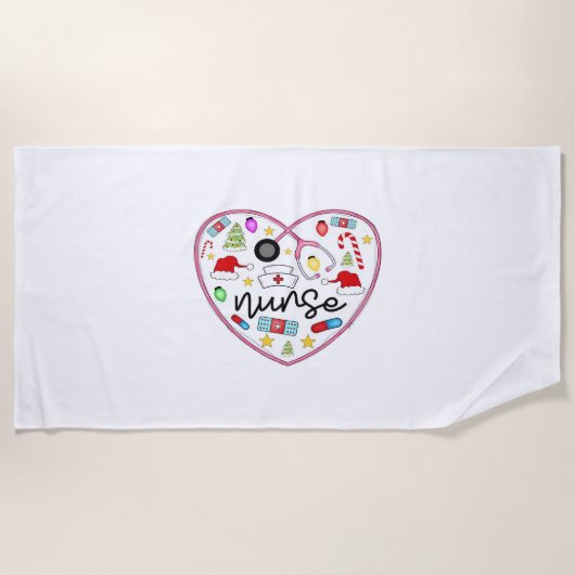 ナースハート、ハロウィーンのオーバーサイズTシャツ ビーチタオル (正面)