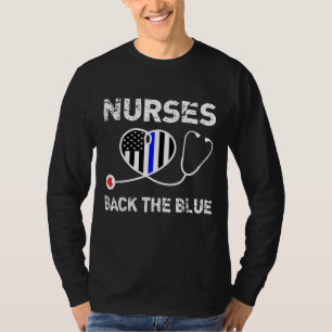 ナースバック青い薄い青い線のフラグStethosco Tシャツ