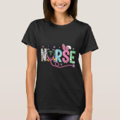 ナースバニーイヤーズ イースターエッグ 聴診器 イースター デイ スクラブ Tシャツ (正面)