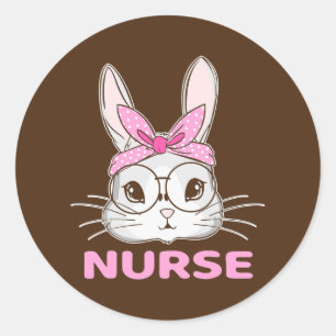 ナースバニーイースターデーかわいいウサギ看護RN LPN ラウンドシール