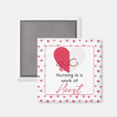 ナースバレンタインデメディカルピンクハートギフト マグネット (正面/裏面)