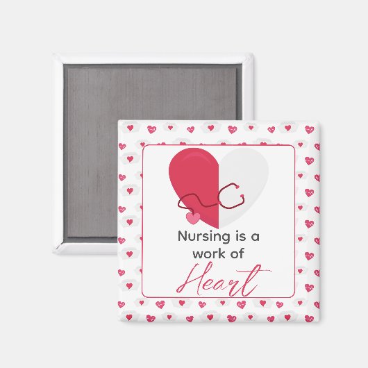 ナースバレンタインデメディカルピンクハートギフト マグネット (正面/裏面)