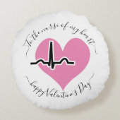 ナースバレンタインデーピンク心拍 ラウンドクッション (裏面)