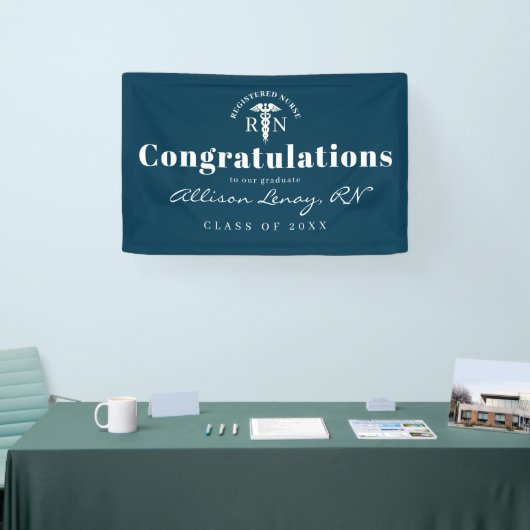 ナースパーソナライズされたの卒業青いスクリプトパーティー 横断幕 (トレードショー)