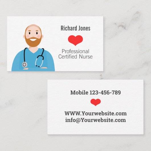 ナースパーソナライズされたアバターカード 名刺 (正面/裏面)