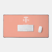 ナースパーソナライズされたオレンジピーチメディカルカドゥセウス デスクマット (キーボード&マウス)