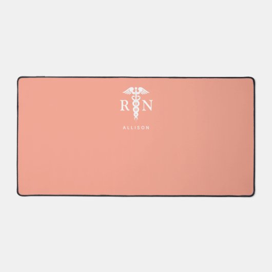 ナースパーソナライズされたオレンジピーチメディカルカドゥセウス デスクマット (正面)