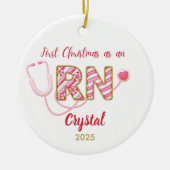 ナースパーソナライズされたオーナメント2025、カスタムRNギフト、 セラミックオーナメント (正面)