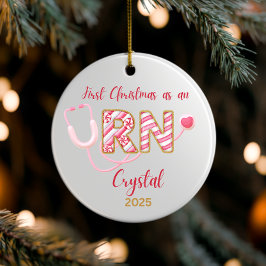 ナースパーソナライズされたオーナメント2025、カスタムRNギフト、 セラミックオーナメント