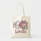 ナースパーソナライズされたキュートボウ聴診器 トートバッグ (正面)