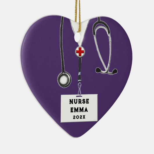 ナースパーソナライズされたクリスマス2022収集可能セラ セラミックオーナメント (右)