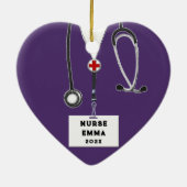 ナースパーソナライズされたクリスマス2022収集可能セラ セラミックオーナメント (裏面)