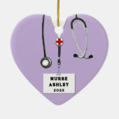 ナースパーソナライズされたクリスマス2022収集可能セラ セラミックオーナメント (裏面)