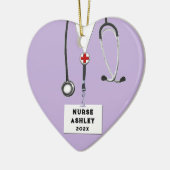 ナースパーソナライズされたクリスマス2022収集可能セラ セラミックオーナメント (左)