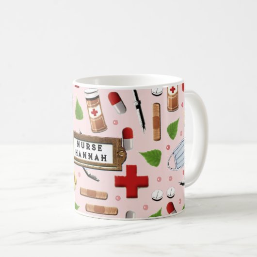 ナースパーソナライズされたコーヒーマグ コーヒーマグカップ (正面右)