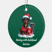 ナースパーソナライズされたダシュンドラバークリスマスクリスマス セラミックオーナメント (左)