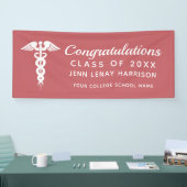 ナースパーソナライズされたラッドピンクメディカルカドゥセウス 横断幕 (トレードショー)