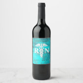 ナースパーソナライズされた卒業ターコイズカドゥセウス ワインラベル (正面)