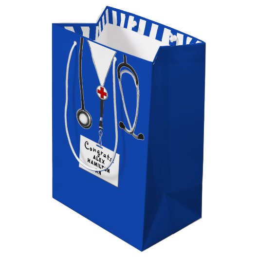 ナースパーソナライズされた卒業媒体抱き枕 ミディアムペーパーバッグ (裏面アングル)