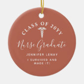 ナースパーソナライズされた卒業生死体記念品 セラミックオーナメント (正面)