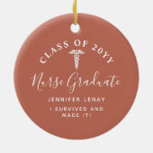ナースパーソナライズされた卒業生死体記念品 セラミックオーナメント (裏面)