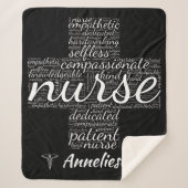 ナースパーソナライズされたWordクラウドギフトforナース シェルパブランケット (正面)