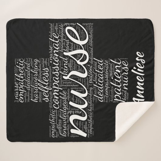 ナースパーソナライズされたWordクラウドギフトforナース シェルパブランケット (正面(横))