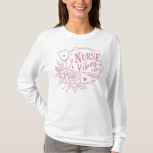 ナースビベスフローラ聴診器ピンク Tシャツ