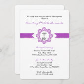 ナースピン止めまたは卒業パーティRN BSN紫 招待状 (正面/裏面)