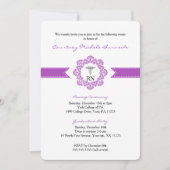 ナースピン止めまたは卒業パーティRN BSN紫 招待状 (正面)