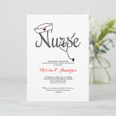 ナースピン留め式招待状、おもしろいRN卒業 招待状 (スタンド正面)