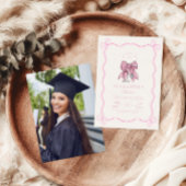 ナースフォトコケットピンクボウエレガント卒業 招待状