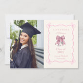 ナースフォトコケットピンクボウエレガント卒業 案内状 (正面)