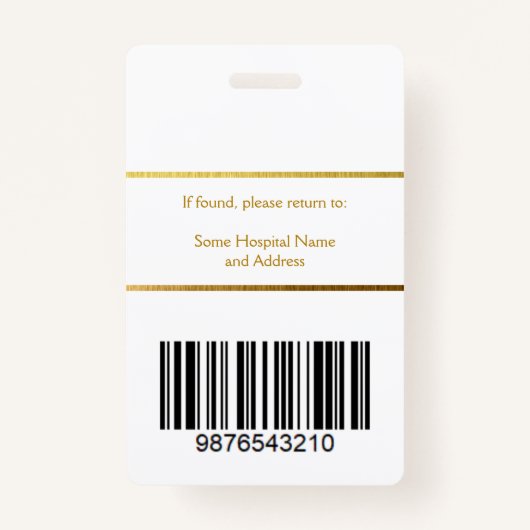 ナースフォトロゴバーコードフェイク金ゴールドエレガントクラシック バッジ (裏面)