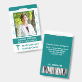 ナースフォト病院従業員カスタムバーコードロゴ バッジ (正面＆裏面)