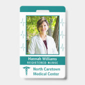 ナースフォト病院従業員カスタムバーコードロゴ バッジ (正面)