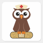 ナースフクロウ（バンドエイド付き） スクエアシール (正面)