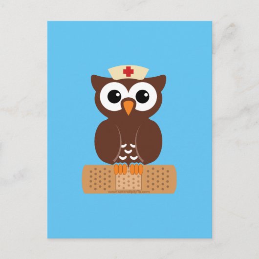 ナースフクロウ(バンドエイド付き) ポストカード (正面)