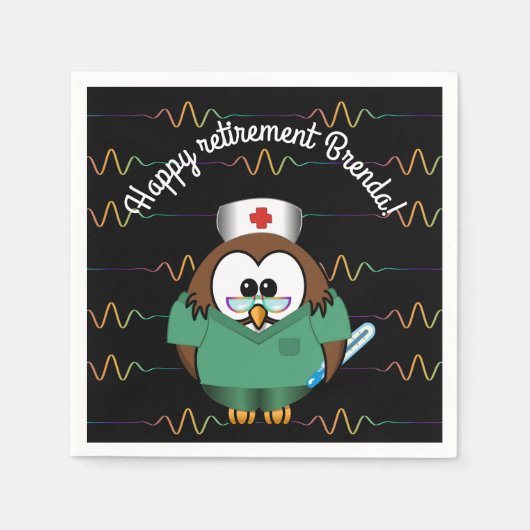 ナースフクロウ – 紙ナプキン スタンダードカクテルナプキン (正面)