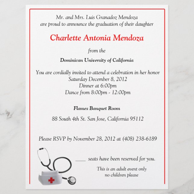 ナースフライヤー招待状 (正面)