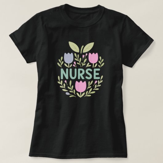 ナースフローラチューリップデザイン Tシャツ (デザイン正面)