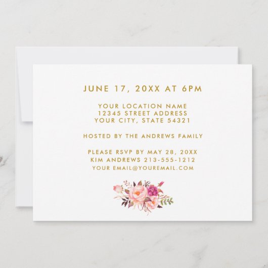 ナースフローラピンクグラードパーティー招待状 招待状 (裏面)